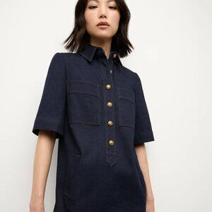 Veronica Beard Koulis Dress Blue Denim Shirt Dress Cotton Size 10 New Tags $498